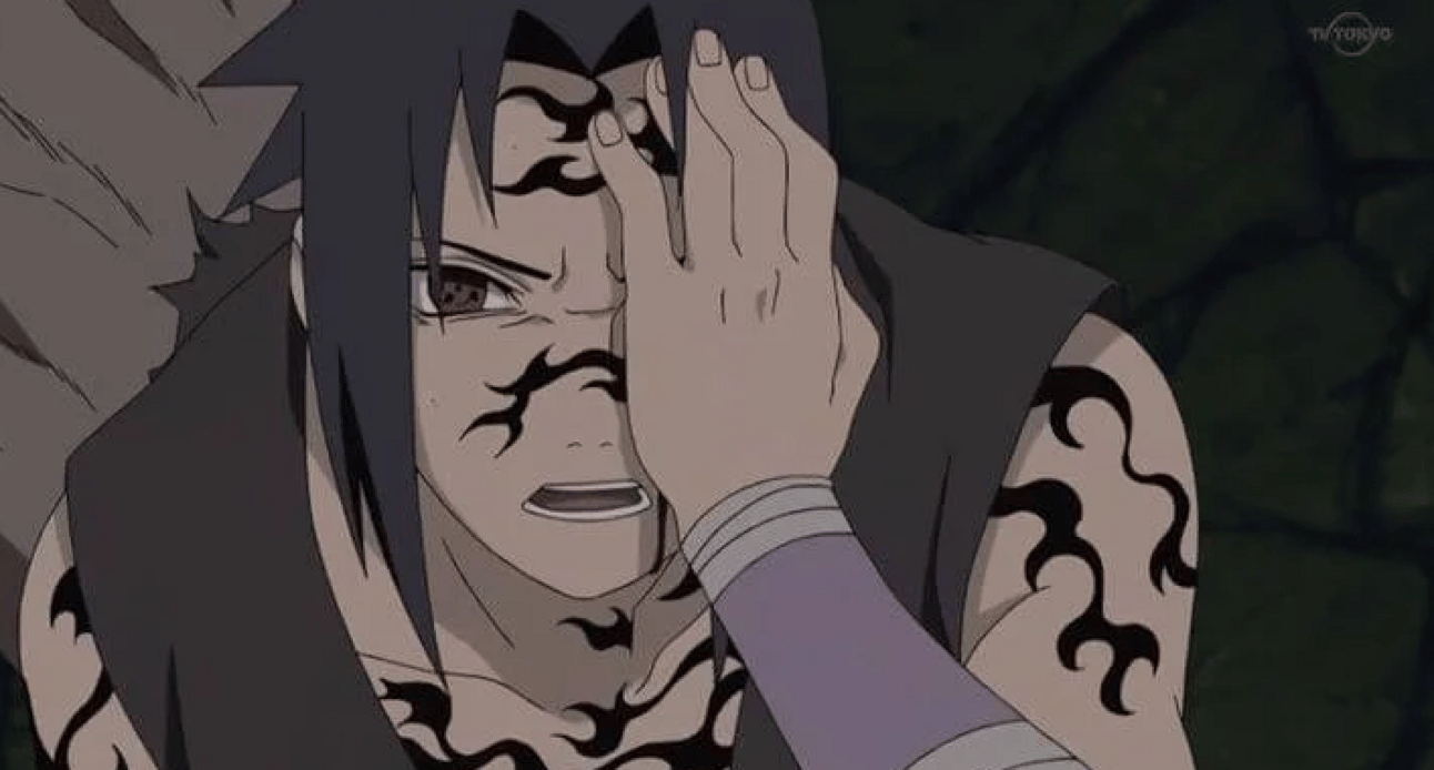 Sasuke Uchiha with his curse mark